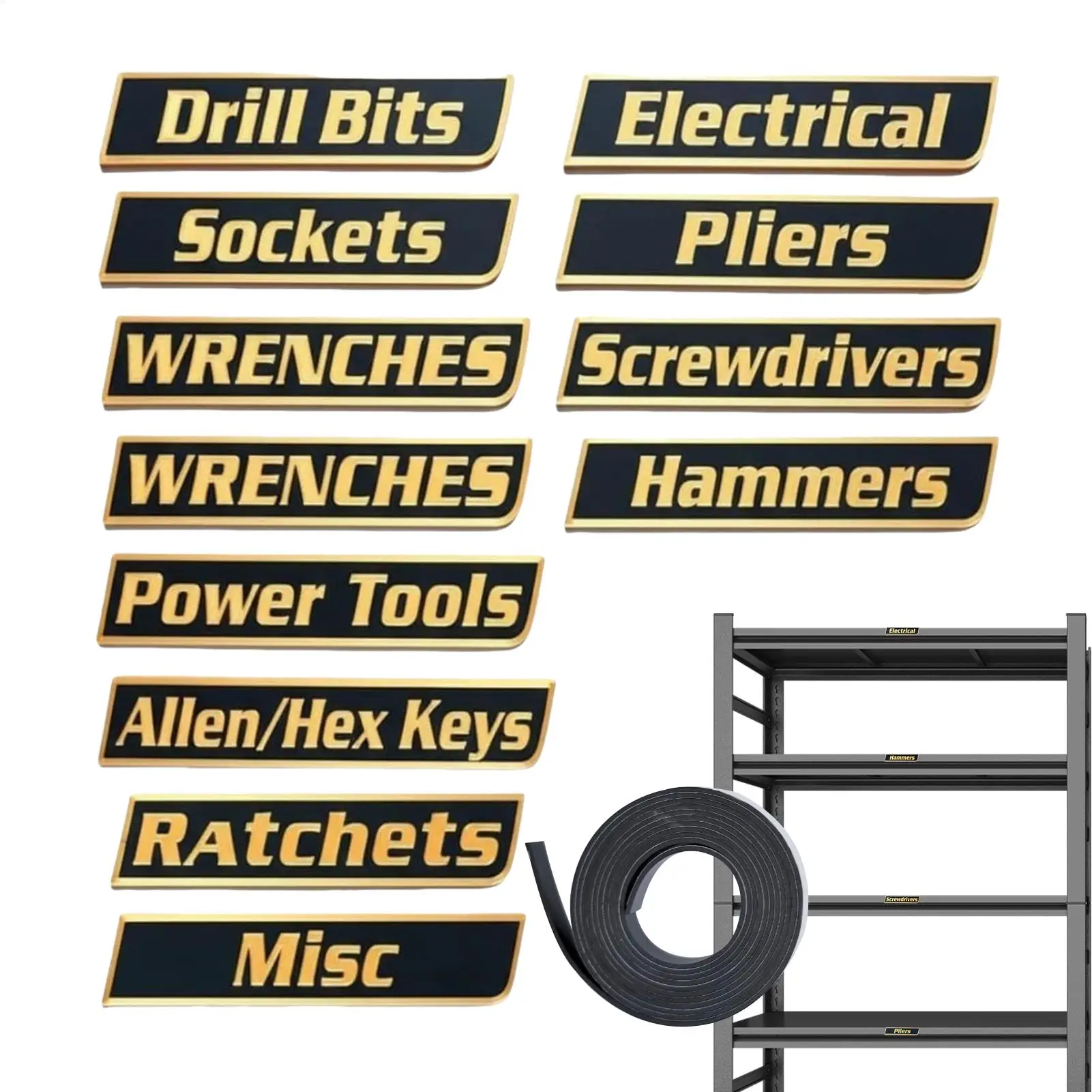 3D 프린트 공구함 서랍 라벨 재사용 가능한 태그 12개 자석 공구함 라벨 빠른 도구 식별 다용도