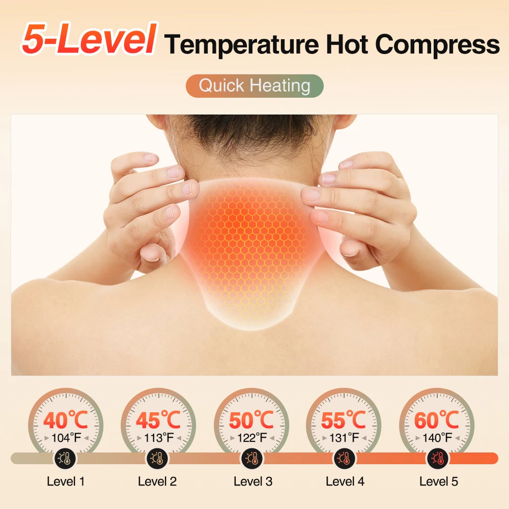 Electric Heating Shoulder Neck Pad Cervical Wrap 5 Gears Thermal Compress Vibration Massager Warm Neck Brace Tool Relax