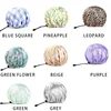 Shower Caps Reusable Waterproof Bath Cap Extra Large Shower Cap Double Layer with PEVA Lining Adjustable Elastic Band 6