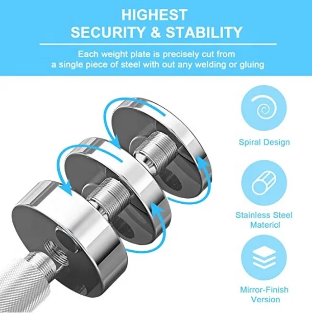Steel Dumbbell Weight Adjustable Chrome Dumbbell with Knurled Handle