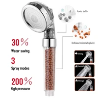 New 3 Functions High Pressure SPA Shower Head Water Saving Handheld Rainfall Bathroom Accessories Anion Filter Shower 5