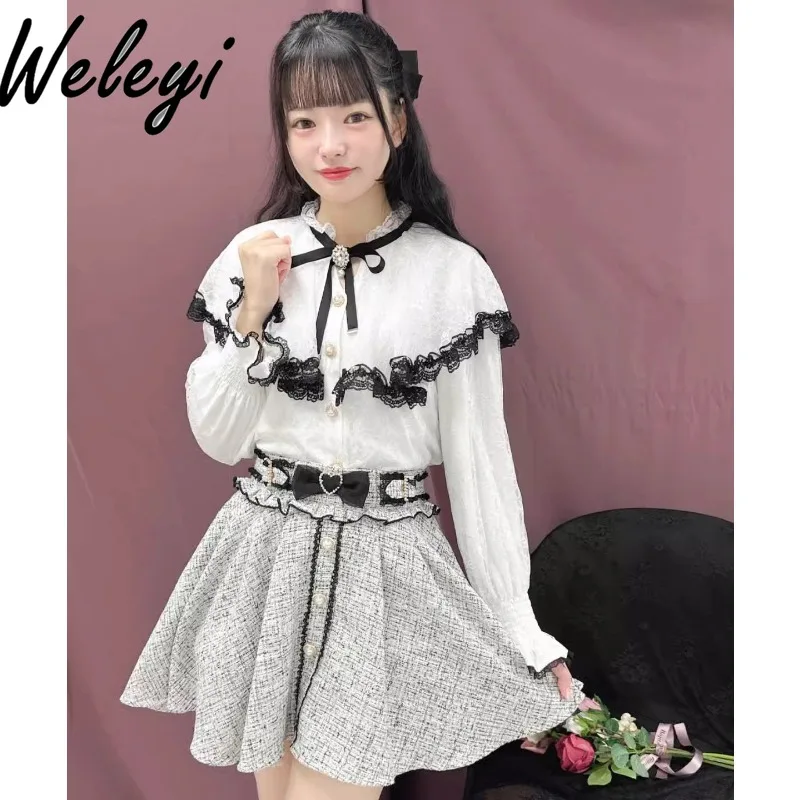 

Lolita Japanese Fashion Y2k Skirts Women's Academy Style 2024 Spring and Summer New Cute Versatile Mine Bow Rojita Pleated Skirt