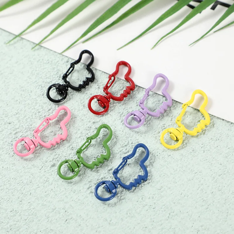 5 stücke bunte Metall drehbar Karabiner haken Abzugs clips Verschlüsse für DIY Lanyard Schlüssel ring Ketten Tasche Schlüssel bund Schmuck herstellung Material – Detail 3