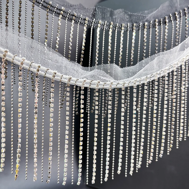 

Rhinestone beads Tassel Copper Chain Fringed Beaded Lace Trimming DIY Coat Jeans Bags Shoes Hats Sew Craft Tassel Trim