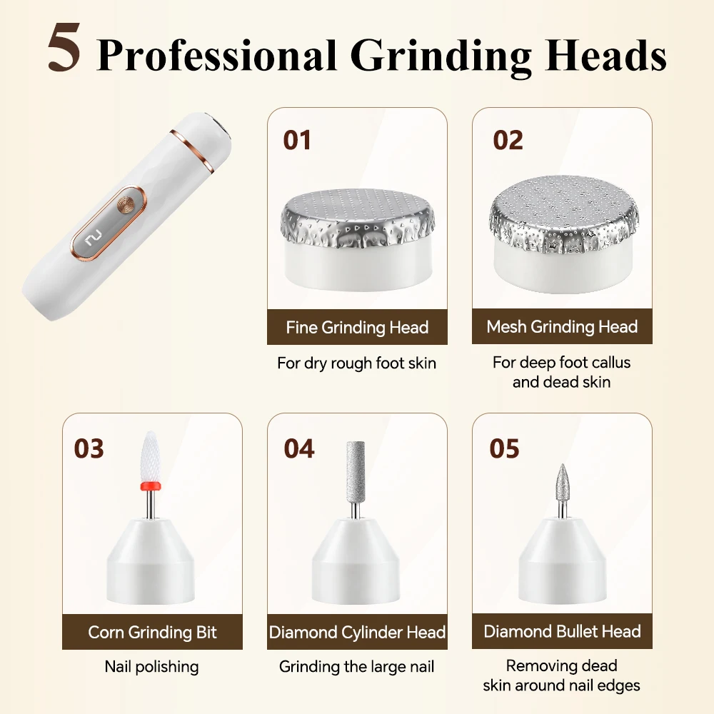 2 In 1 Electric File & Nail Grinder Professional Manicure Pedicure Grinding Tools Dead Skin Callus Remover Foot_voghion.com