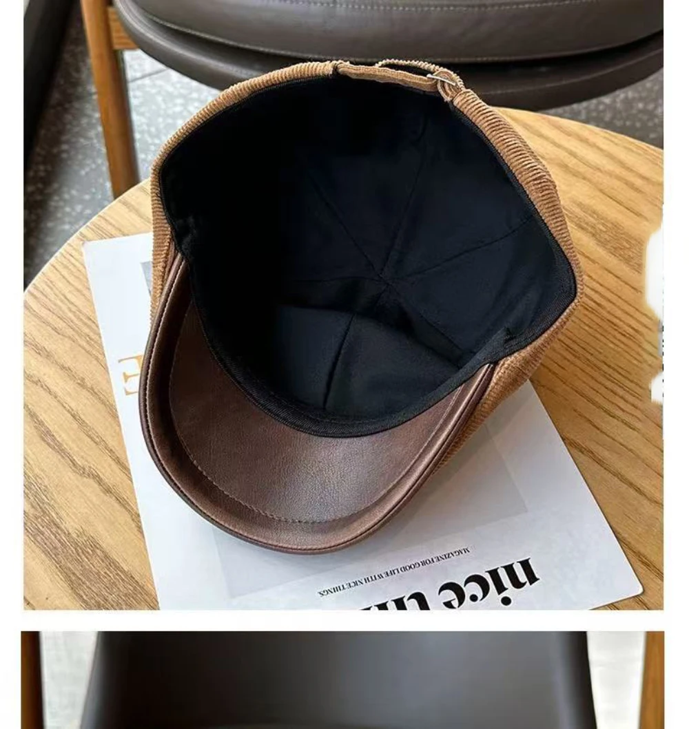 HT4873 Baskenmütze Mütze Männer Frauen Neue Frühling Herbst Winter Baskenmütze Hut Männlich Weiblich Cord Ivy Flache Kappe Retro Künstler Maler Herren Berets – Detail 15