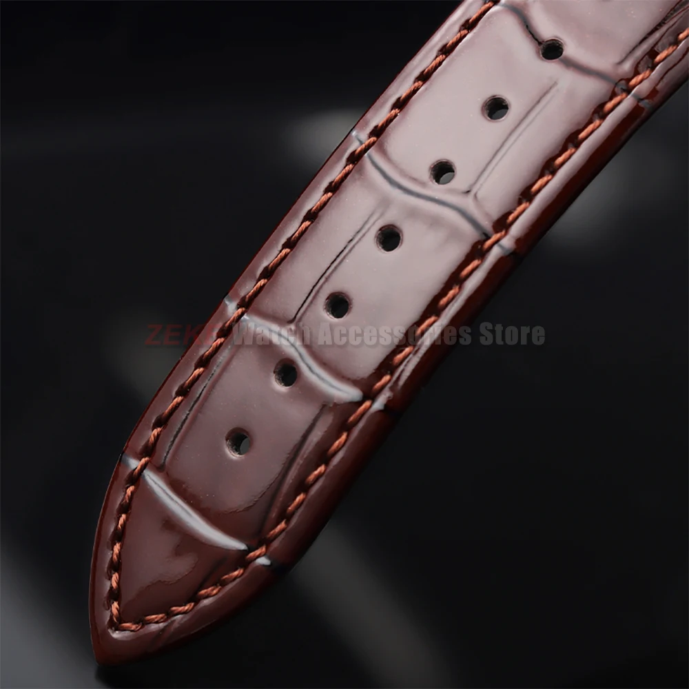 Armband 14/16/18/19/20/22mm Poliertes Echtleder-Uhrenarmband mit Holzbox Schmetterlingsverschluss Uhrenband Braun Schwarz Riemen – Detail 9