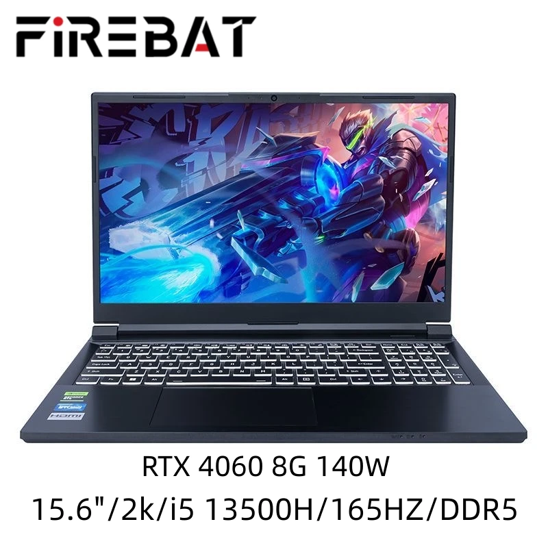 

FIREBAT T5K 15.6 Inch Intel i5-13500/i7-12650H RTX 4060 DDR5 RA M.2 1TB SSD 165Hz 2.5K Wifi6 BT5.1 Gaming Gamer Notebook Laptop