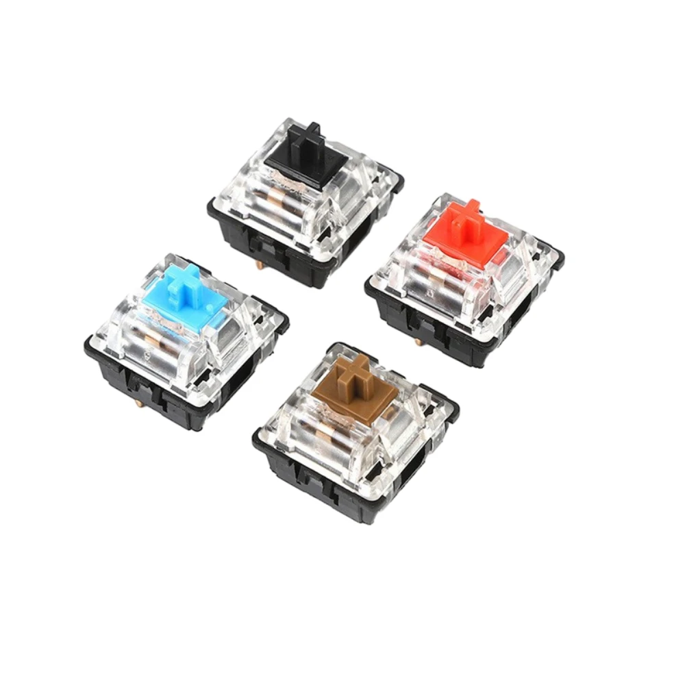 

5PCS Keyboard Key Switch Transparent Micro Mechanical Button Positioning Key Switch 2 Pin Positioning Column Hole-Free Install