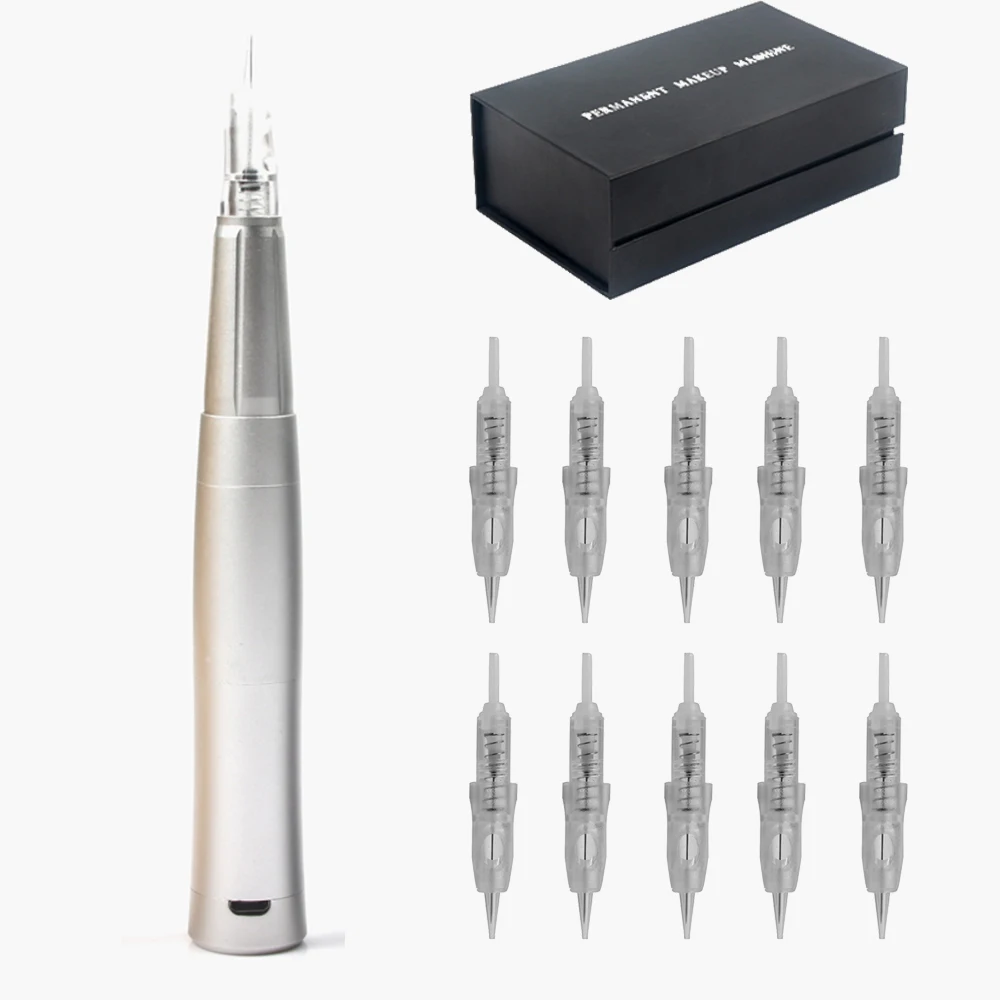 

Sliver Wireless Permanent Makeup Tattoo Machine with 3 levels Speed Portable Tattoo Pen For Academy Training with Needle