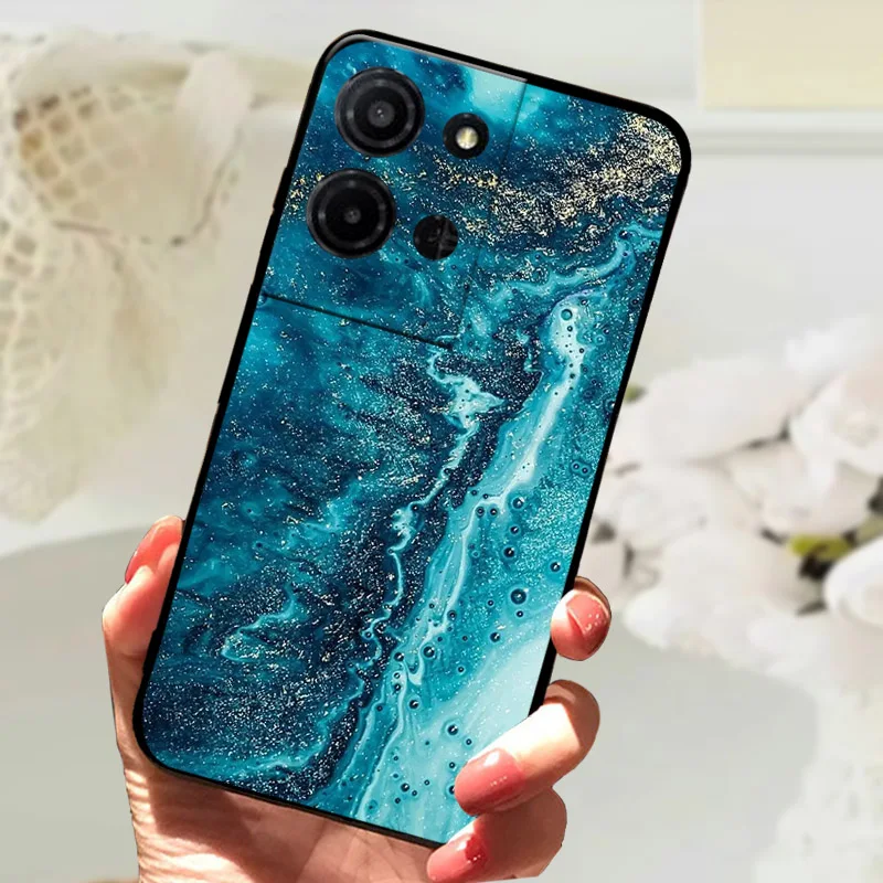 Marble Printed Shockproof TPU Matte Phone Case - Soft Protective Back Bumper Cover