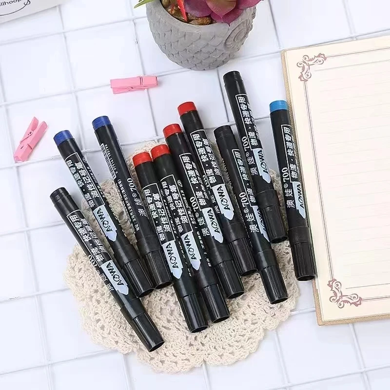 라운드 토 네임펜 펜, 방수 잉크, 미세 포인트, 검정, 파랑, 빨강, 오일 잉크, 1.5mm, 파인 컬러 마커 펜, 100 개