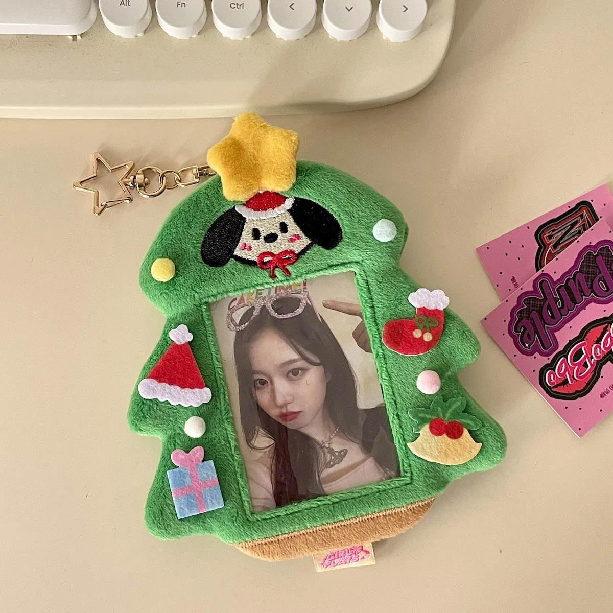 

New Kawaii Christmas series Devil Plush Photocard Holder Photo Bus Card Protective Cover Case Bag Pendant Stationery
