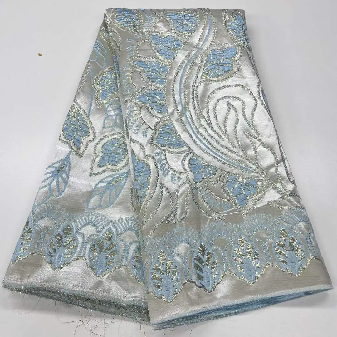 Latest Africa French Lace Fabric High Quality 2023 Wedding High Quality Nigerian Brocade Jacquard Lace Fabric 5 Yards For Sewing