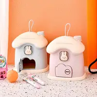 Children Piggy Bank Key Unlock Lovely Mushroom House Saving Pot Ornament Plastic Cartoon Money Saving Storage Box Birthday Gift 1