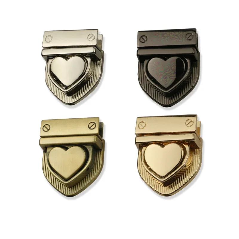 28*32mm Metal Heart Press Lock Fashion Bag Switch Locks For Diy Handbag Bag Purse Luggage Hardware Closure Bag Parts Accessories