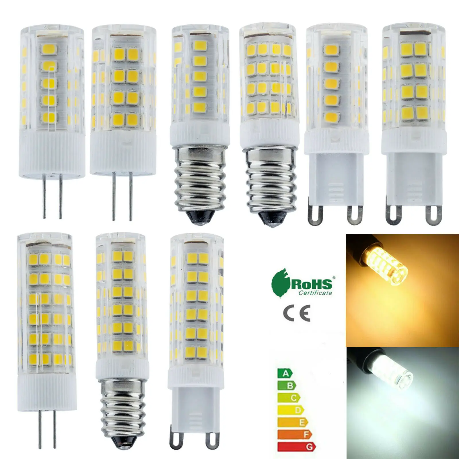 

2PCS G4 G9 E14 AC 220V 5W 8W 12W Ceramic LED Corn Bulb Capsule Warm White Lamp Crystal SMD 2835 33/51/75 LED Lamp Bulb Mini