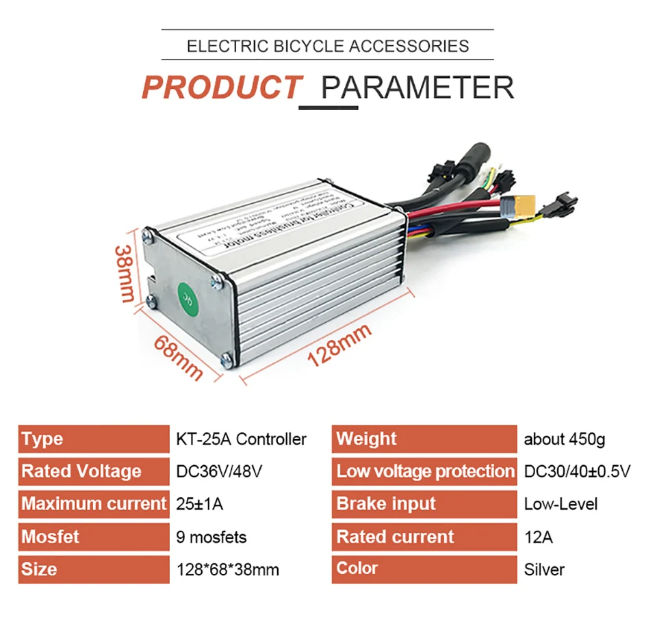 E-bike Controller 25A 36V 48V 500W 750W Brushless Controller SM