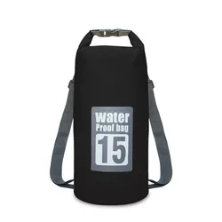 Versatile Outdoor Waterproof Dry Bag for Adventure Sports and Travel (Black 15L)
