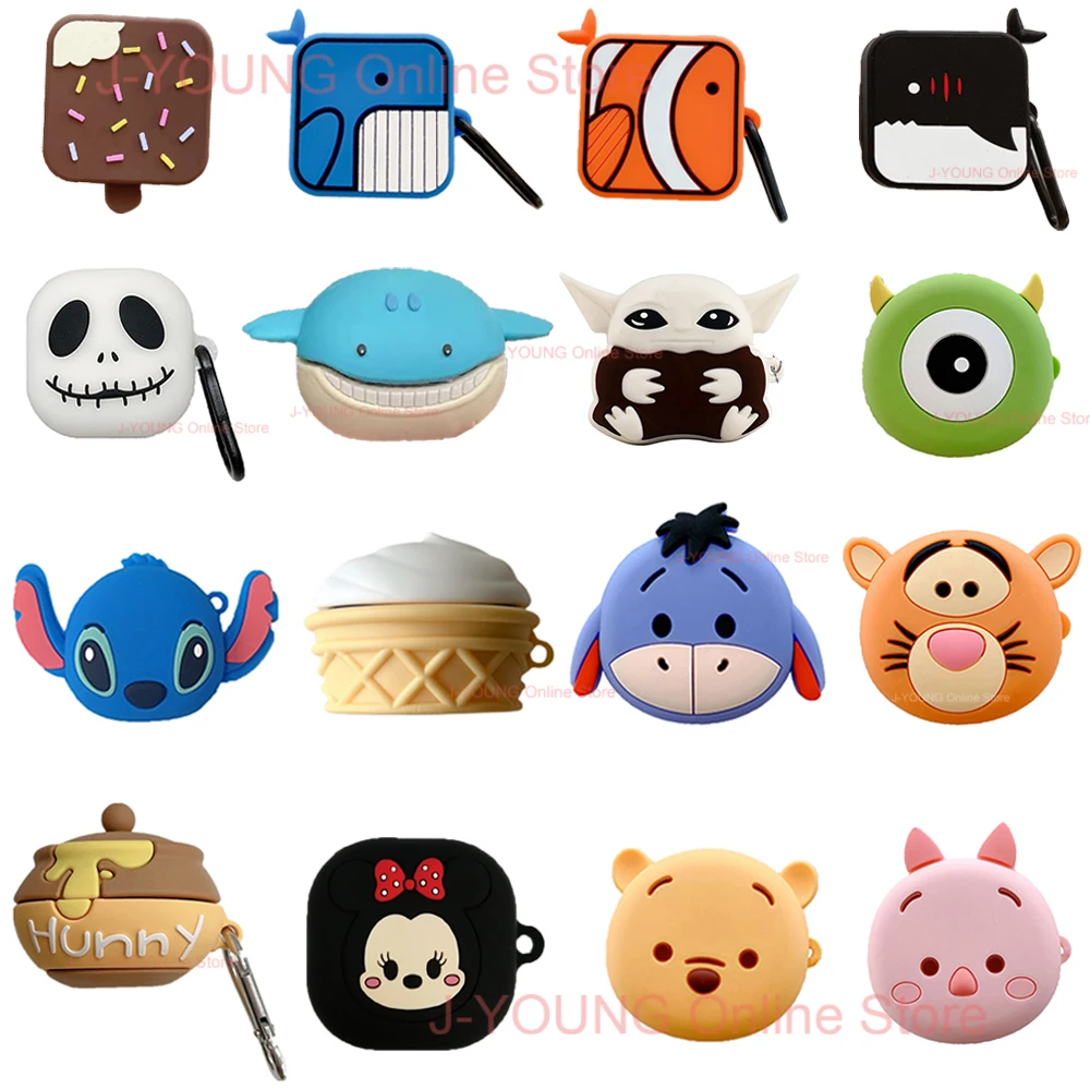 3D Earphone Case for Samsung Galaxy Buds Live / Buds Pro / Buds 2 / Buds2 Pro Case Cute Cartoon Stitch Yoda Earphone Accessories