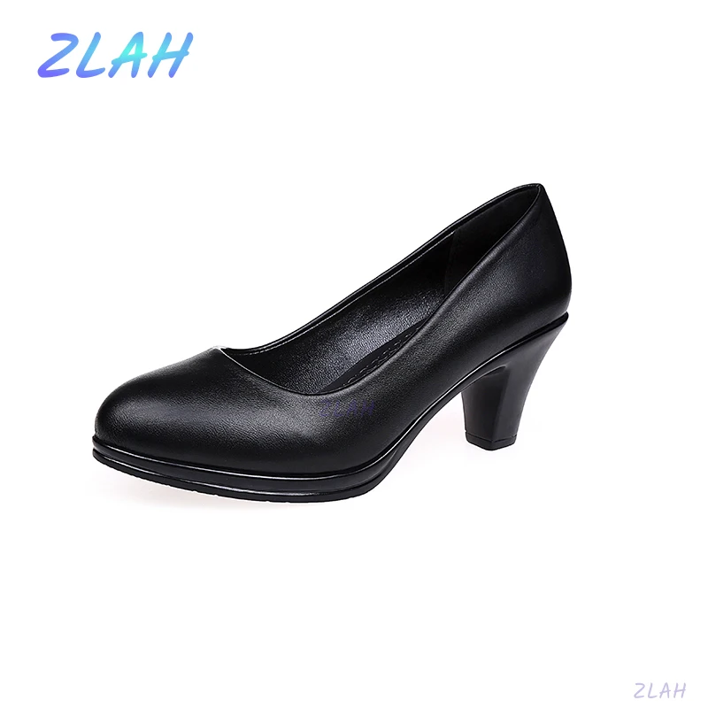 New Women's Round Toe High Heels Zlah Women's High Heels Fashion Black