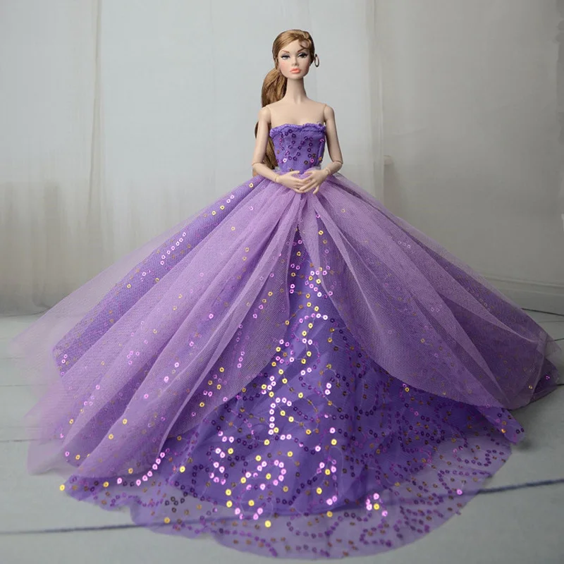 Handmade Wedding Dress For Barbie Doll Clothes Outfits Princess Evening Party Ball Long Gown Bridal Dress 1/6 Dolls Accessories