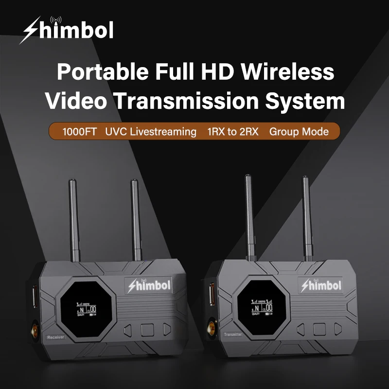 SHIMBOL ZO1000 Portable Full HD Wireless Video Transmission System 1000FT UVC Livestreaming Group Mode Monitor