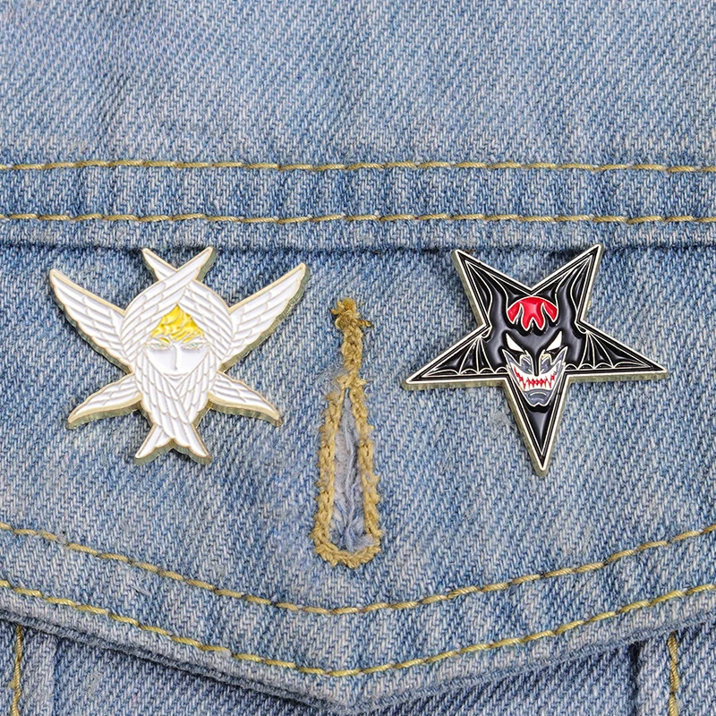 Gothic Punk Pentagono Spille Smaltate Terrore Cartoon Cool Spille Distintivo Del Risvolto Per I Vestiti Dello Zaino Comic Anime Pin Jewelry Wholesale