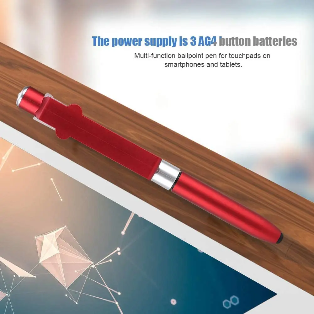Ballpoint Pen with LED Light Multifunction Folding Stand for Phone Holder Night Reading Stationery Pen for Office School Student
