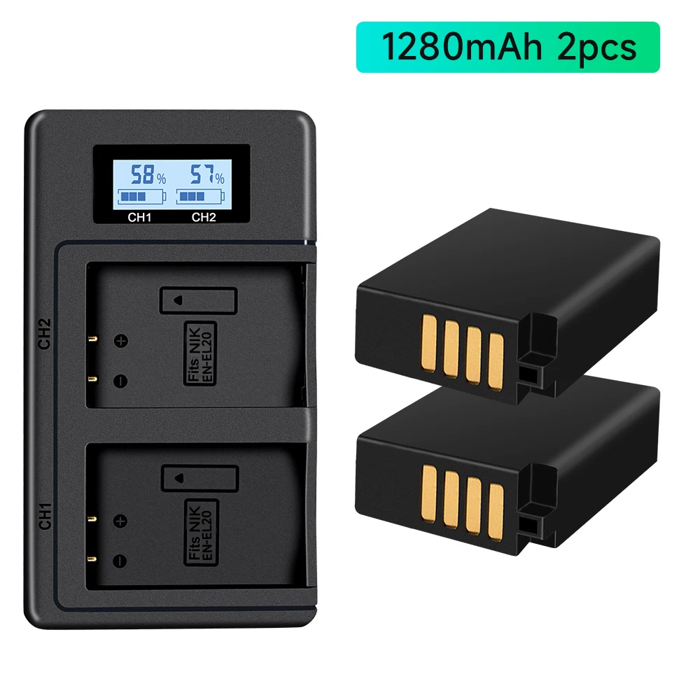 Palo En-El20 En-El20A En El20 Batteria + Lcd Smart Fast Charger Per Nikon Coolpix P1000 P950 J1 J2 J3 Aw1 Dl24-500 Cinema Camera