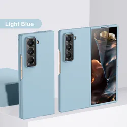 Matte Solid Color Anti - Fingerprint Phone Case with Frame Cover for Galaxy Z Fold SE (Light Blue)