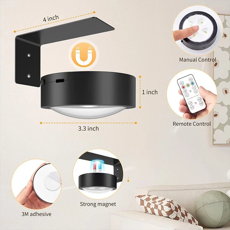 3PACK Wireless Light with Remote Control Battery Led Painting Lights for Wall Ar