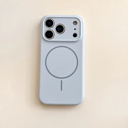 MagSafe - Compatible Magnetic Wireless Charging Silicone Phone Case with Solid Color Design for iPhone 17 (Light Blue)