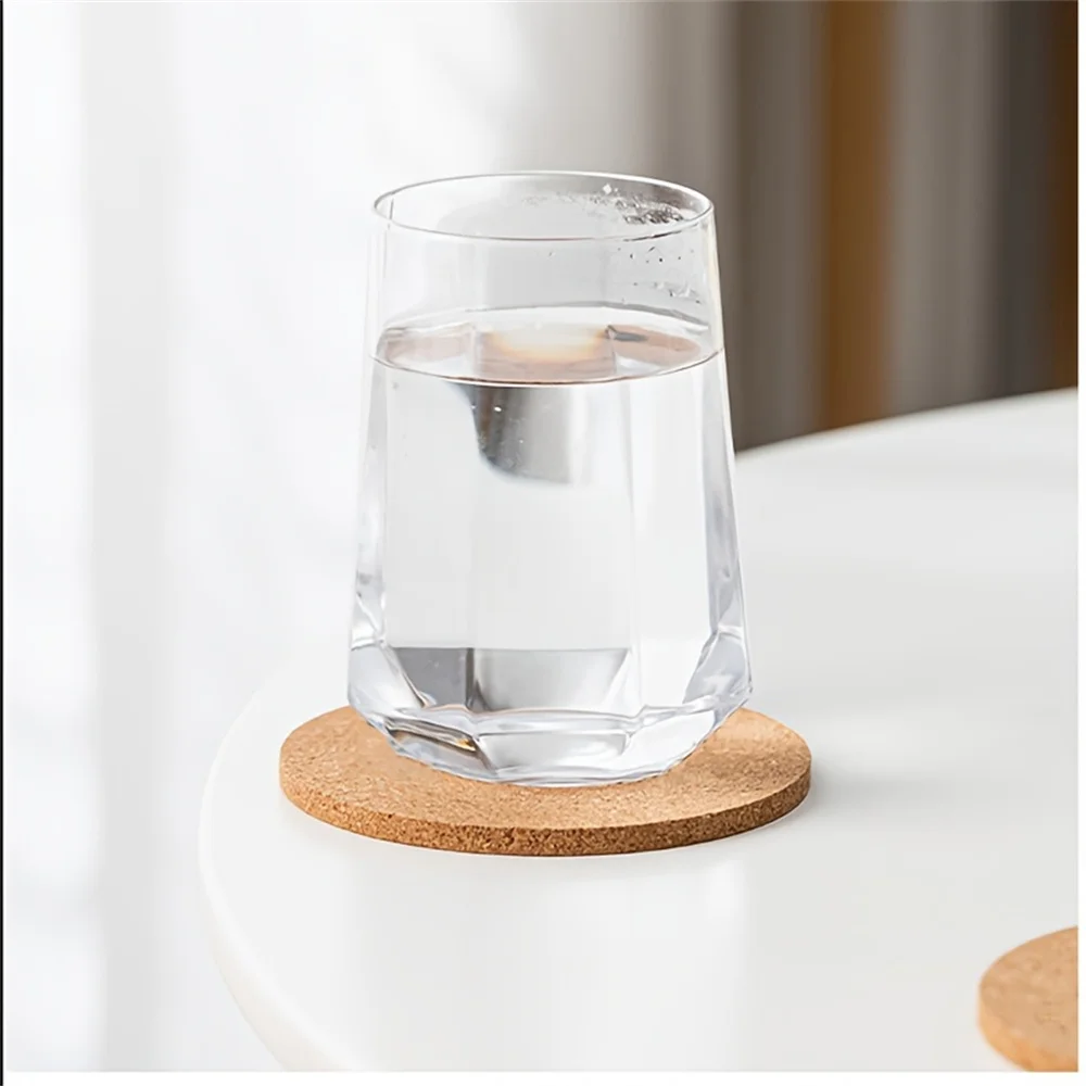 Description Picture 2 of itemCork Coasters Handy Round Square Shape Dia 9Cm 10Cm Plain Natural Wine Drink Tea Coffee Coaster For Home Office Kitchen