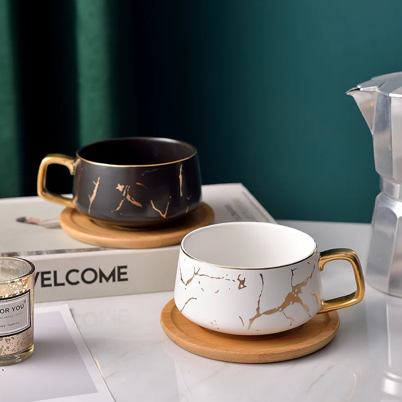 Ceramic Cup Gold Rimmed Coffee Cup Espresso Coffee Cups Set Modern