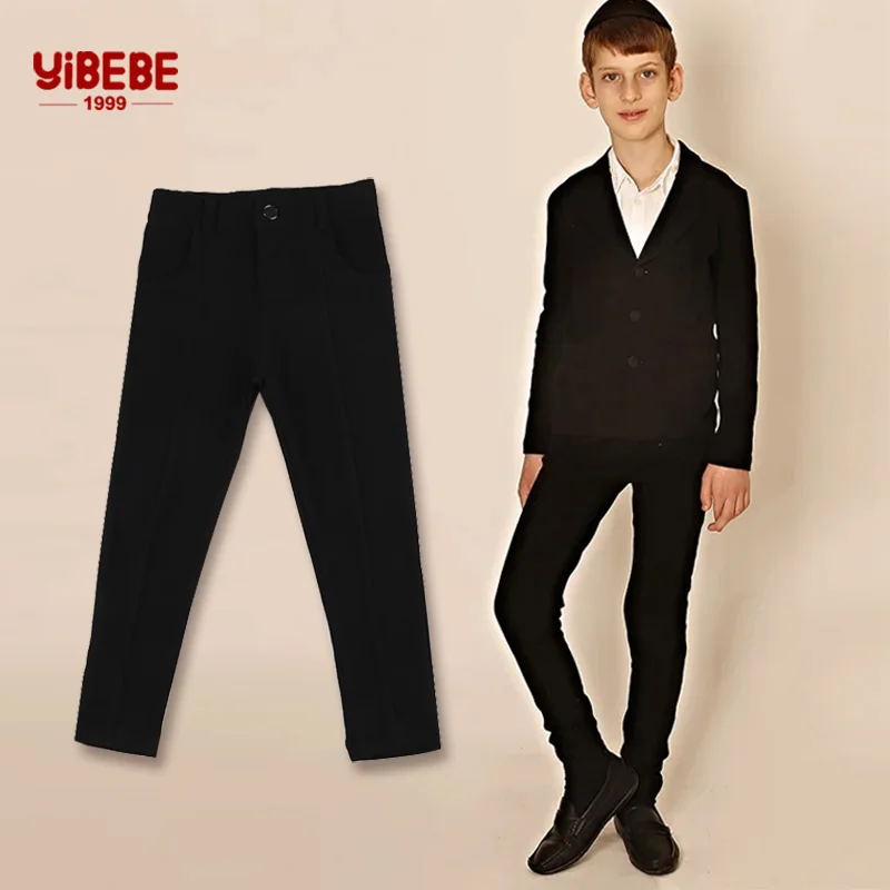 Boys Pants Kids Pants 3-12years Kids Skinny Pants Boys Black School Uniforms Teenagers Formal Adjustable Waist Trousers Stretch Autumn Winter Clothing