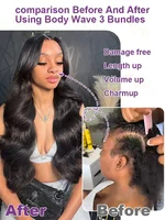 Extensions de cheveux humains indiens vierges non traités, ondulés, double épaisseur, 30 34 pouces, 1 3 4 paquets 6