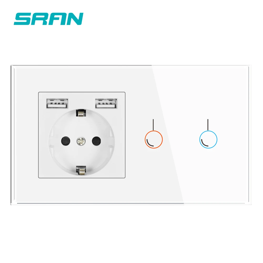 SRAN eu steckdose mit usb typ c, Kristall Gehärtetem Glas-Panel 86*86mm,EU  Standard USB lade Buchse Usb steckdose - AliExpress