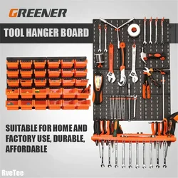 Wall-Mounted Hardware Tool Hanging Board with Removable Hook Tool Box Parts Garage Workshop Storage Rack Hanging Hole Plate Hook