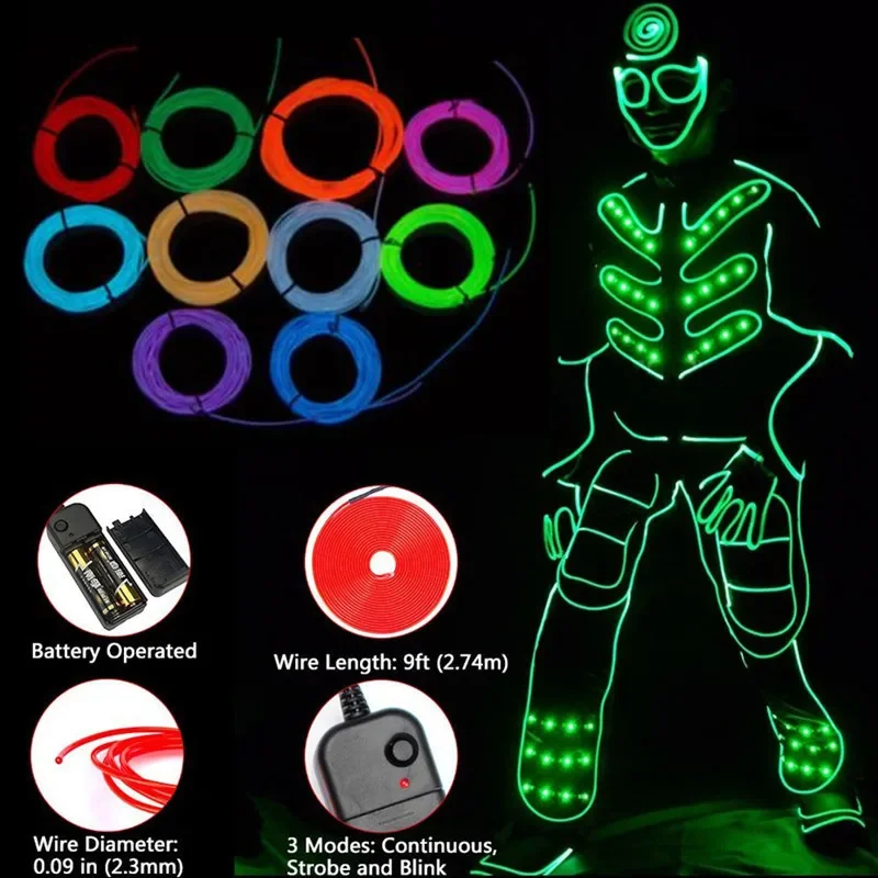 Flexible Neon Light Glow EL Wire Rope Cable LED Lights For Christmas Dance Rave Decoration DIY Shoes Clothing USB LED Strip Lamp ambient light,mini led light,glow light,glow wire cable