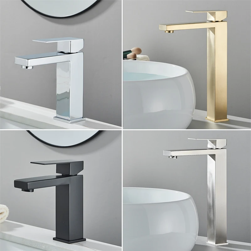 Bathroom Faucets Stainless Steel Basin Faucet Tall And Short Deck Mounted Bathroom Sink Mixer Tap Hot And Cold Water basin faucet,stainless steel faucet,bathroom faucet
