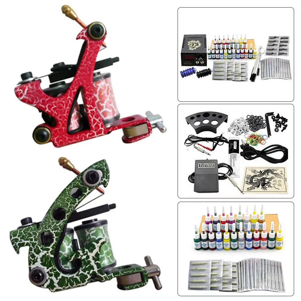 2x Professional Tattoo Complete Machine with 20 Colors 50 Needles Kit