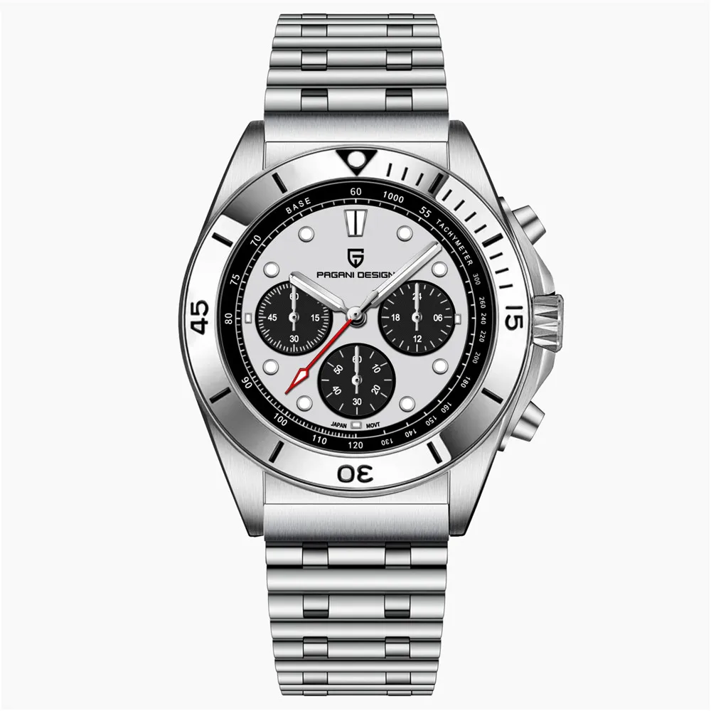 PAGANI DESIGN 2023 New Luxury Quartz Watch For Men 100M Waterproof Chronograph Stainless Steel AR Sapphire Glass Reloj Hombre
