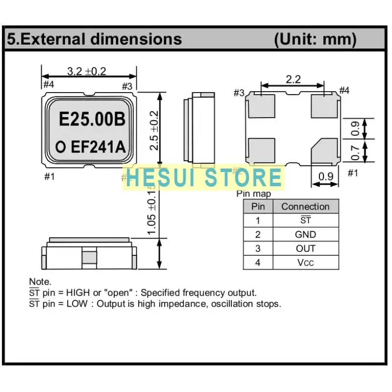 1/5/10개 OSC 3225 E58.60B 58.6MHZ 58.60MHZ 액티브 칩 발진기 3.2X2.5MM 4핀