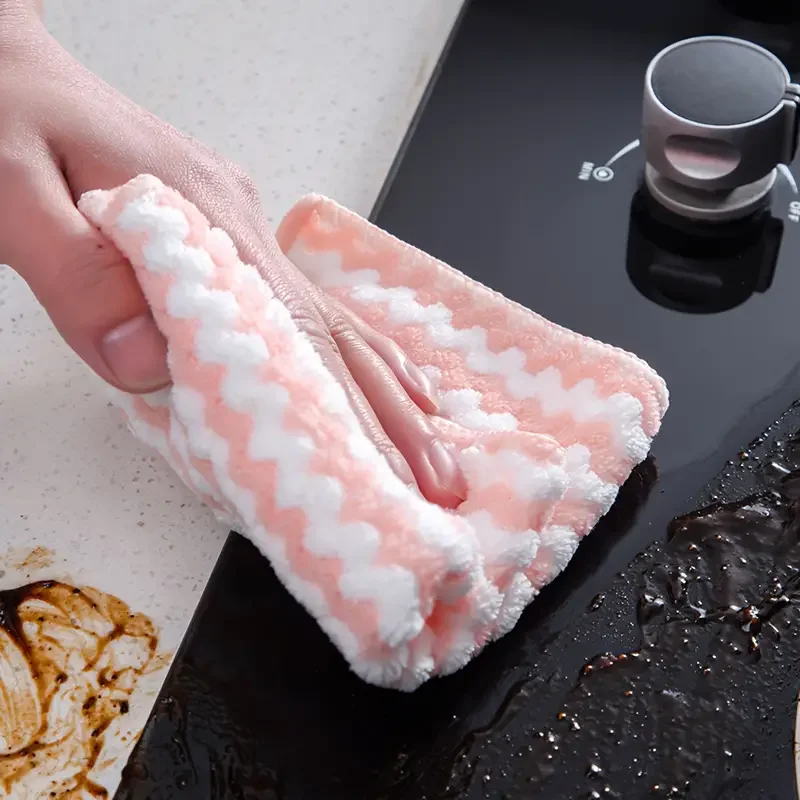 10–100pcs coral velvet wave design kitchen wipes microfiber absorbent cleaning cloth set for household use from CyberStreetOne.com.
