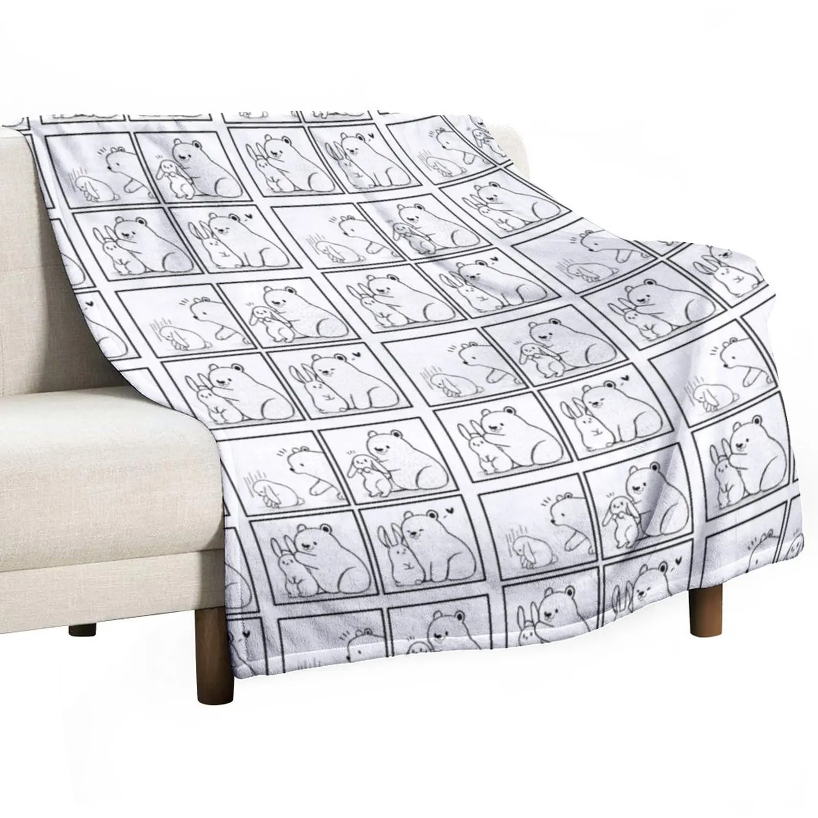 

Bear and Bunny comic Throw Blanket anime Picnic Soft Plaid Blankets