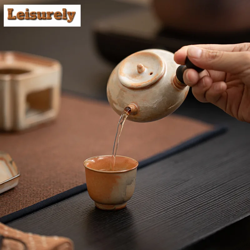 Shino Ware Side Handle Teapot Luxury Tea Infuser Pot Household Tea Maker Kettle With Ball Hole Tea Ceremony Supplies Decoration