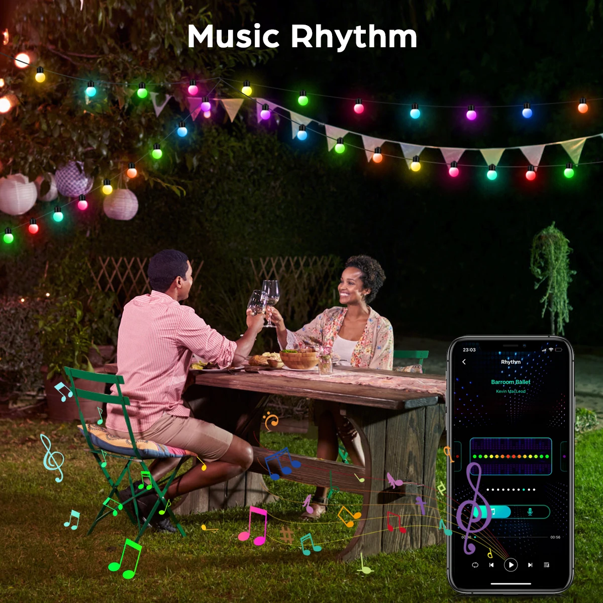 USB 블루투스 LED 스트링 조명, RGB 요정 조명, 크리스마스 침실, 야외 정원 캠핑 장식, LED 화환 램프, 10m, 50 전구