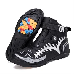 Men Motorcycle Protective Boots Leather Breathable Shock Absorption Motocross Shoes Motos Racing BootsAnti Slip Rubber Sole