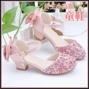 New Princess Girls Shoes Sandals Children Glitter Bow Low Heel Children's Shoes Girls Party Children's Shoes Dance Shoes
